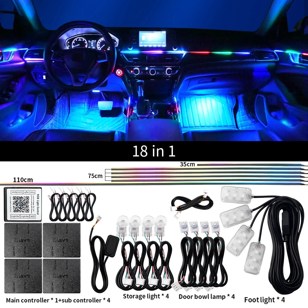 Universal LED Ambient Light Car Interior Symphony Streamer RGB Atmosphere 1in18