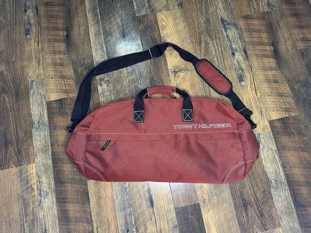 Tommy Hilfiger Red Duffle Bag for Overnight Travel Carry-On Suitcase