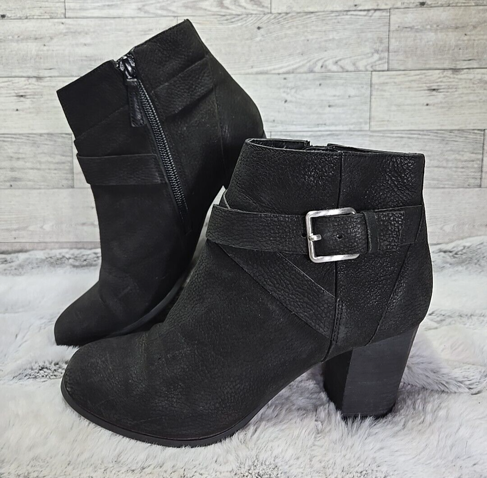 Cole Haan Boots Womens 6 B Black Leather Buckle Block Heel Grand OS Shoes