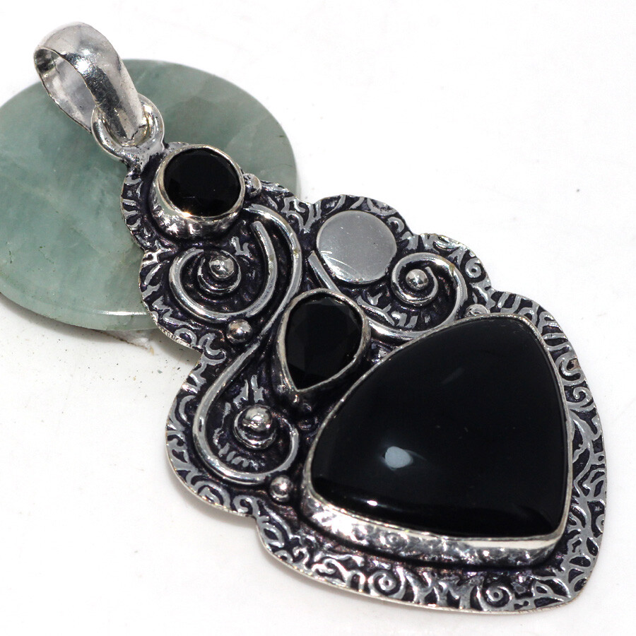 Black Onyx 925 Silver Plated 2.3