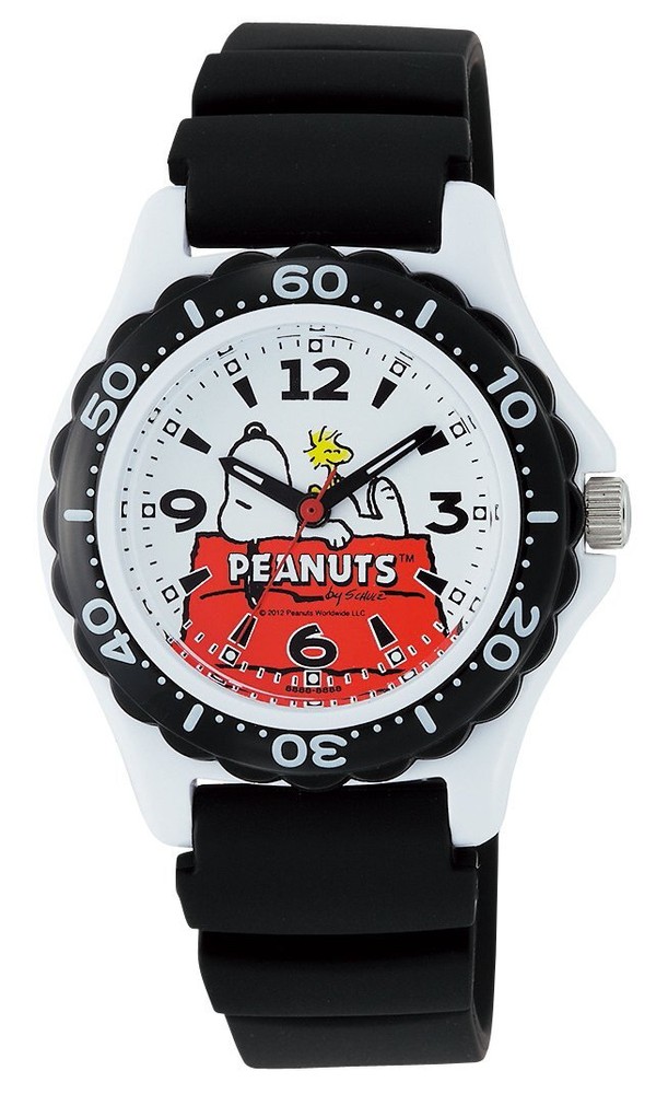 Wrist Watch SNOOPY Analog Waterproof Boys AA96 White x Black Brand New