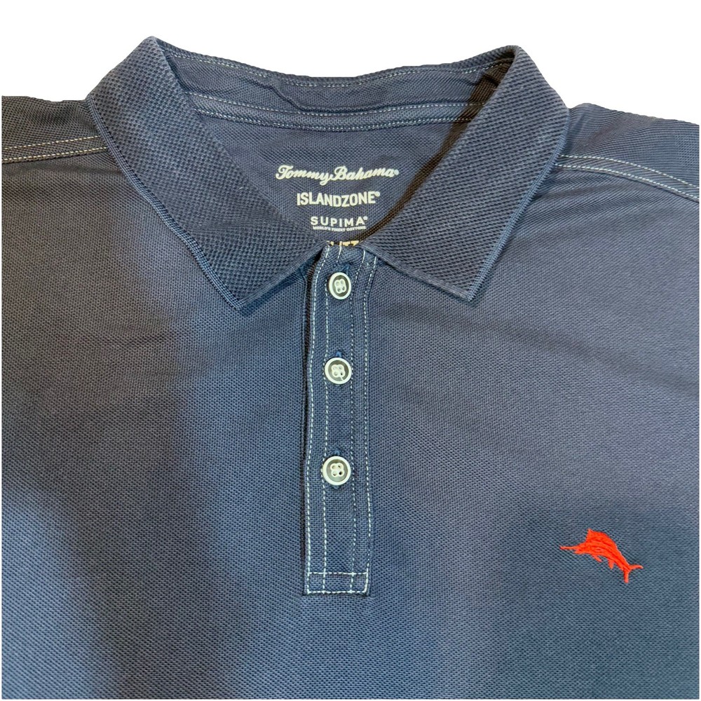 Tommy Bahama Polo Shirt Mens XXL Navy Island Zone Supima Cotton Classic Golf