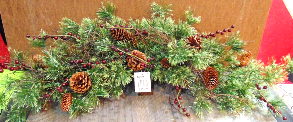 Brand New w Tag Darice Artificial Christmas Over The Door Mountain Pine Swag