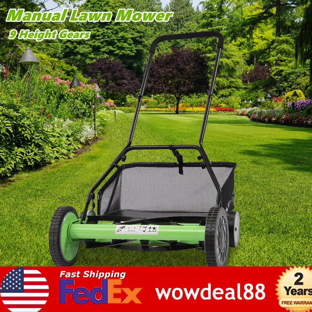 9 Gears 20 Inch Manual Hand Push Grass Cutter Mowers Lawn Mower Lawnmower