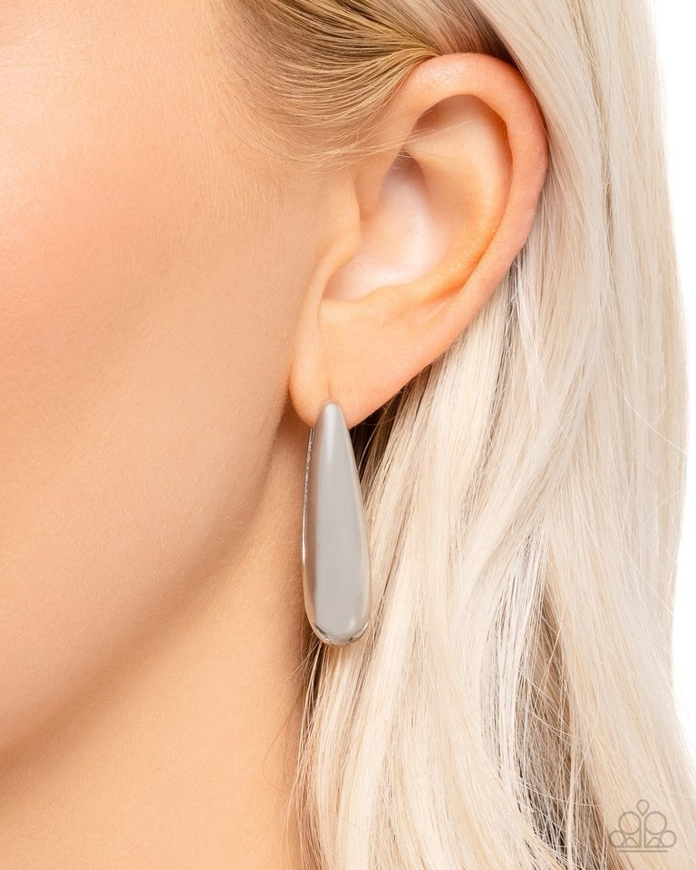 New Paparazzi Jewelry-Eloquent Estate Hinge Hoop Earring-Silver