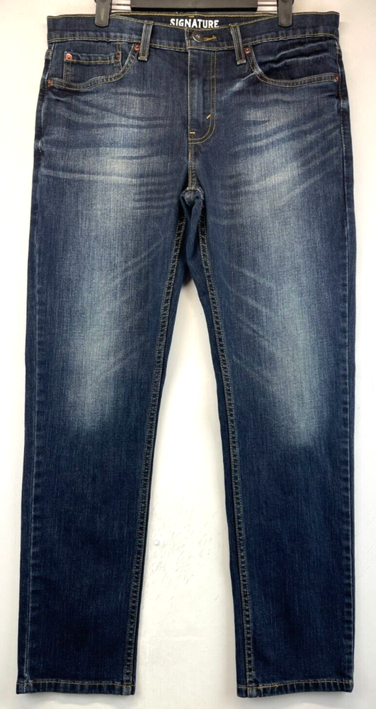 Levi Signature Mens Distressed Blue Skinny Jeans 33x30 - 2625