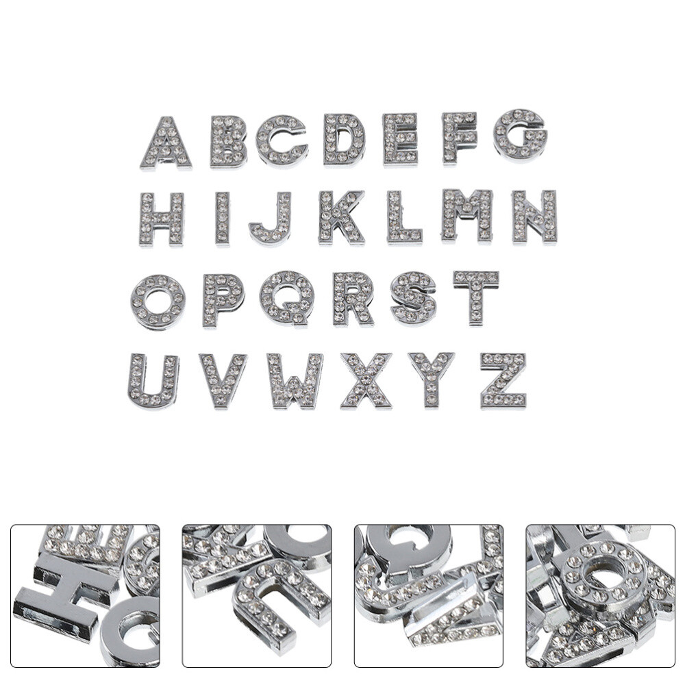 26pcs DIY Bracelet Beads Crystal Letter Pendant Alphabet Letter Charms