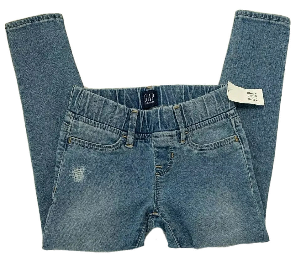 NWT Gap Kids Girls 5 Stretch Denim Distressed Destructed Hipster Jegging Jeans