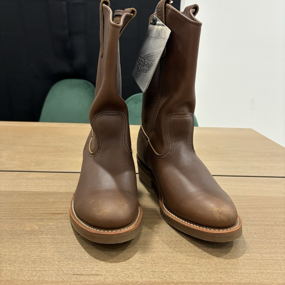 Red Wing 1155 Pecos Leather Work Boots Soft Toe USA Size 9D Heritage Nailseat