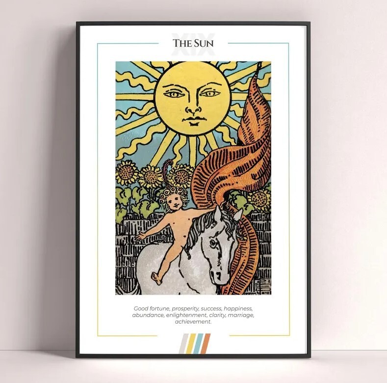 Sun Tarot Card Art Print - Digital Download Tarot Poster