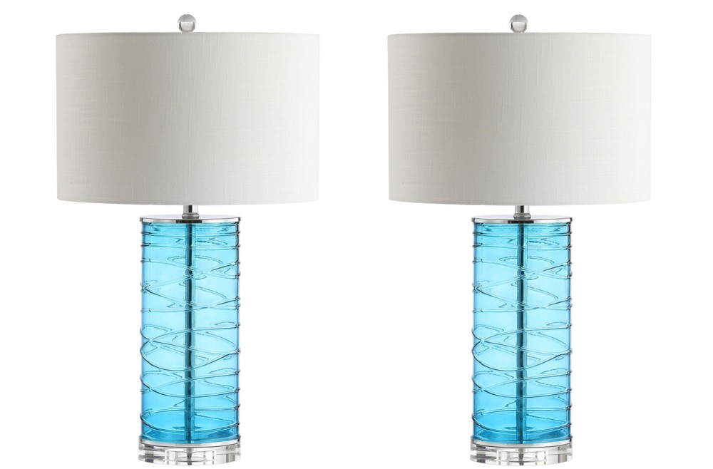 Jonathan Y Chrome & Turquoise Cole LED Lamp Set JYL4016B-SET2