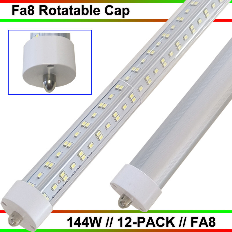 T8 8FT Led Tube Light Bulbs FA8 Single Pin 144W 8FOOT Led Shop Lights 12PCS