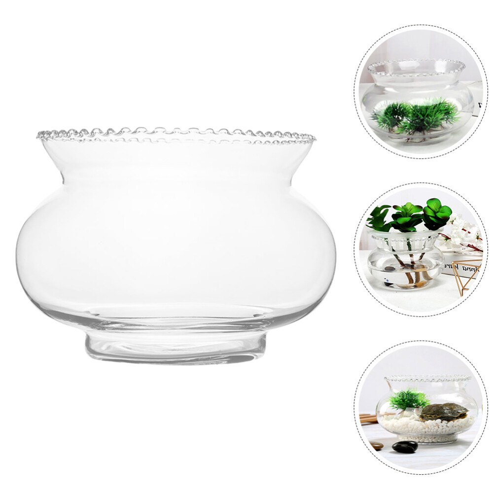 Clear Glass Desktop Fish Bowl for Outdoor or Home Decor
