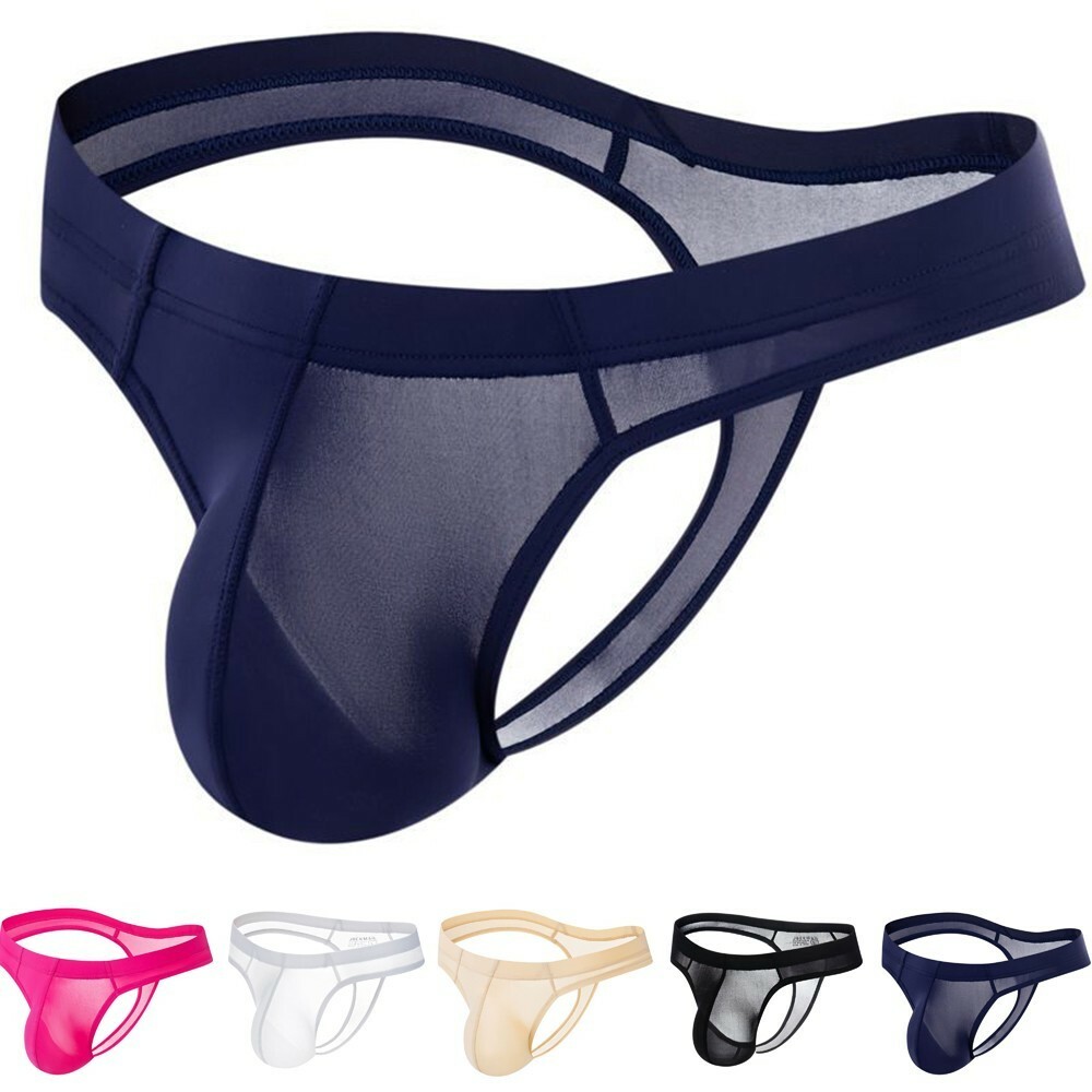Sexy Briefs Bikini Thongs Mens Sissy Low-rise Ice Silk G-string Underwear M-2XL
