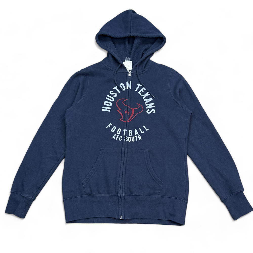 NFL Team Houston Texans Hoodie Womens Size Small Navy Blue Full Zip Sweatshirt
