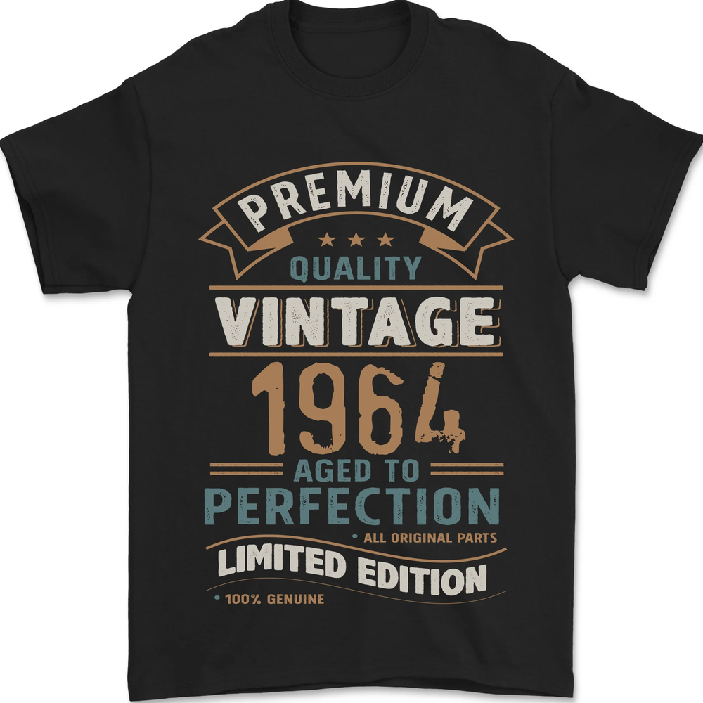Premium Vintage 60th Birthday 1964 Mens T-Shirt 100% Cotton