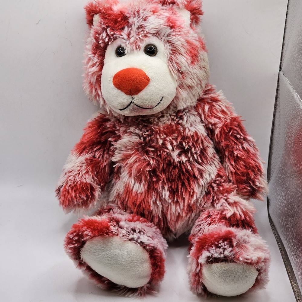 Chelsea Teddy Bear Co 11 Inch Multicolor Plush Shag Teddy in Red Pink White