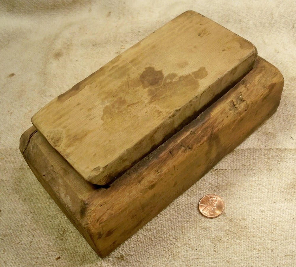 Unusual Old Wood Cased Sharpening Stone Working Collectible Tool READ