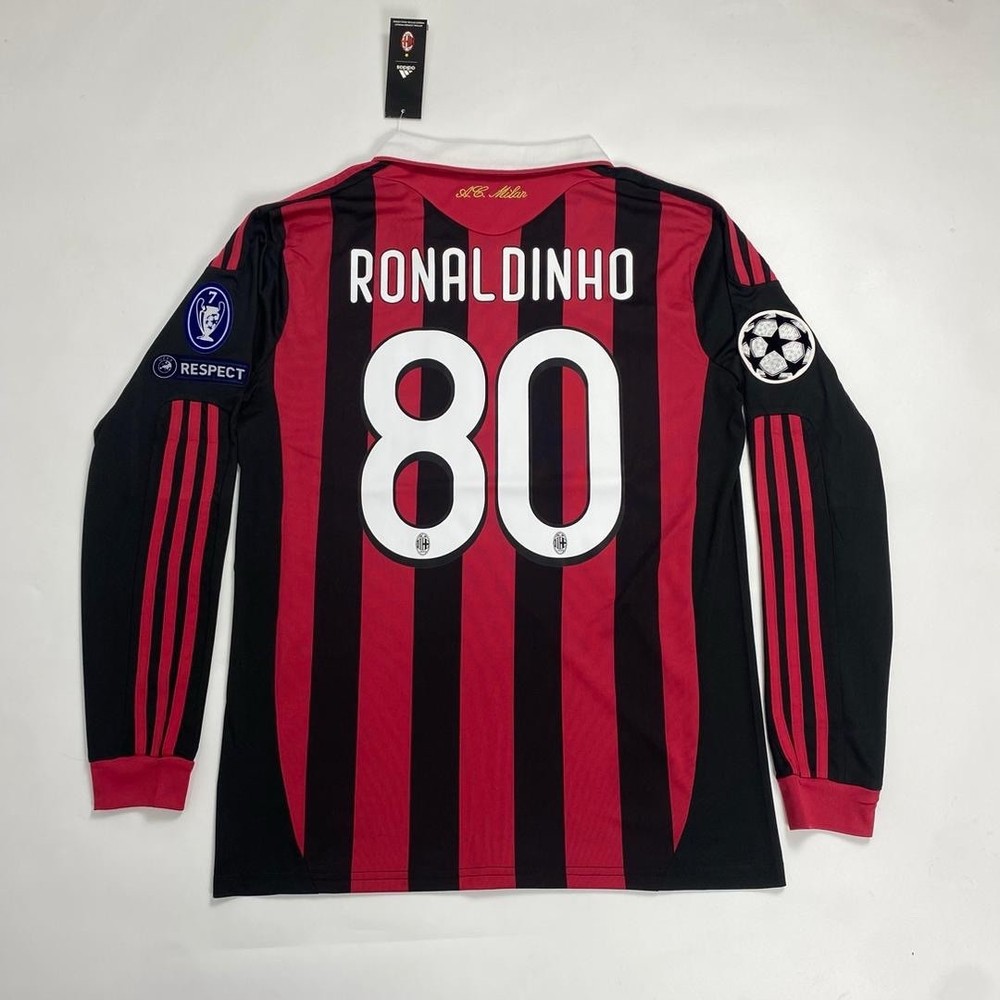 Ac Milan 09/10 Home Jersey Long Sleeve – Ronaldino #80