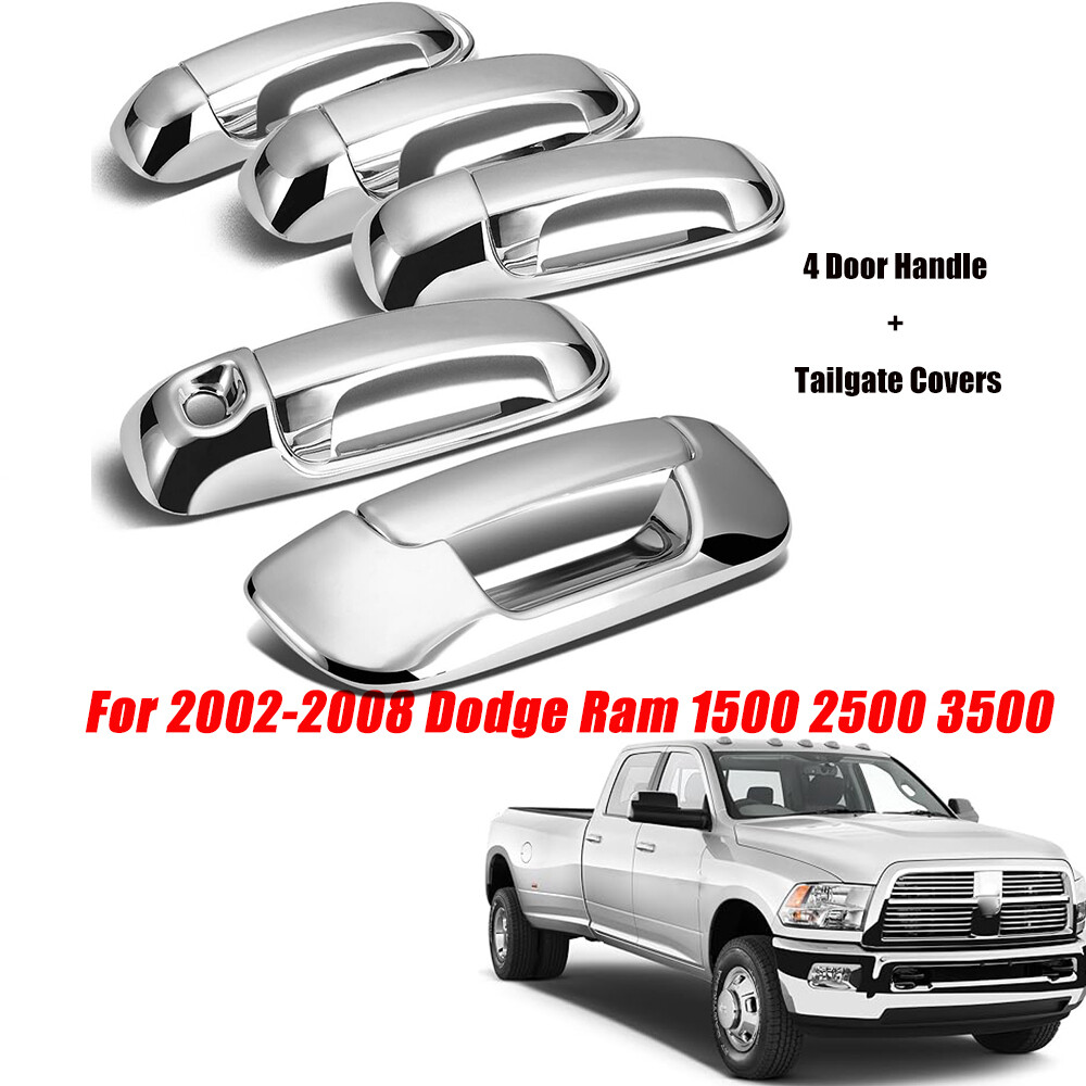4x CHROME Door Handle +Tailgate Covers Kits For 02-08 Dodge Ram 1500 2500 3500