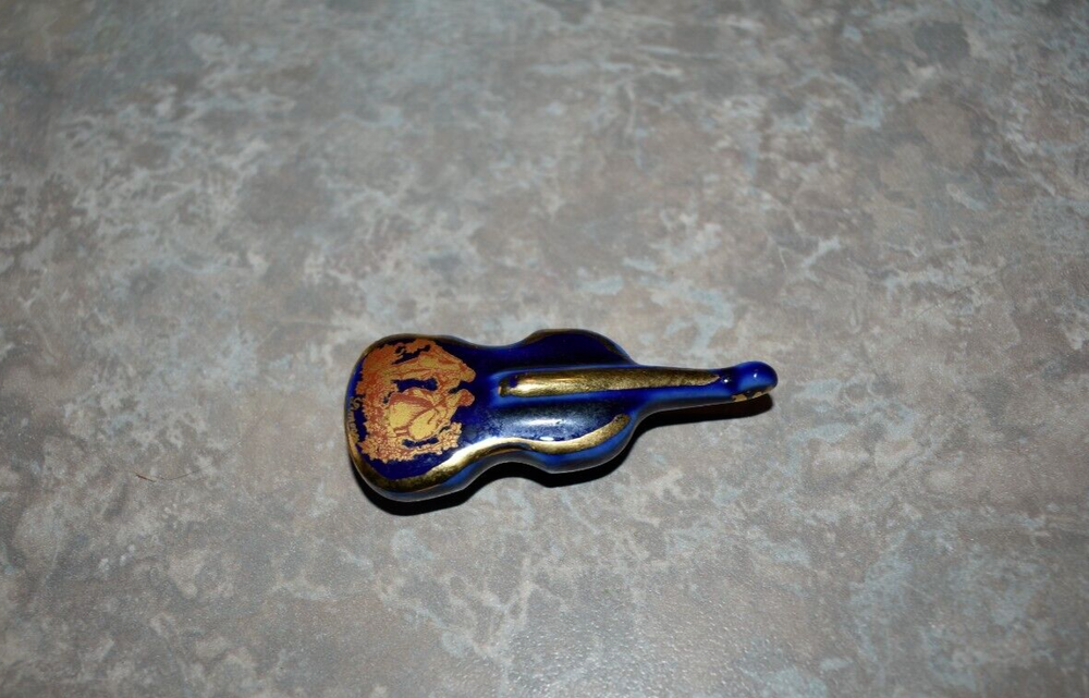 Limoges France Blue Porcelain Dollhouse Miniature Cello Gift