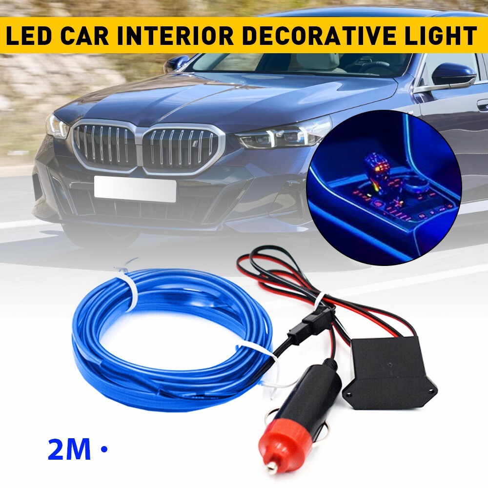 Blue LED Car Interior DIY Atmosphere Wire Strip Light Decor Lamp Accessories 12V