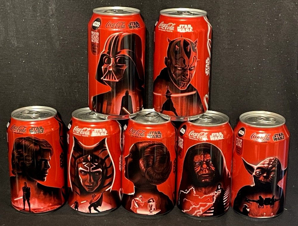 Star Wars Coca-Cola 2025 Vader Maul Anakin Yoda Collection 7 Can Set Limited New