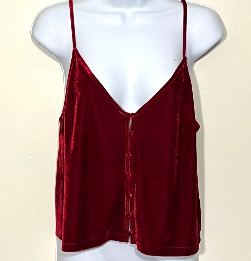 Red Velvet Y2K Forever 21 Tank Top Size S Babydoll Crop Boho Whimsigoth Sexy