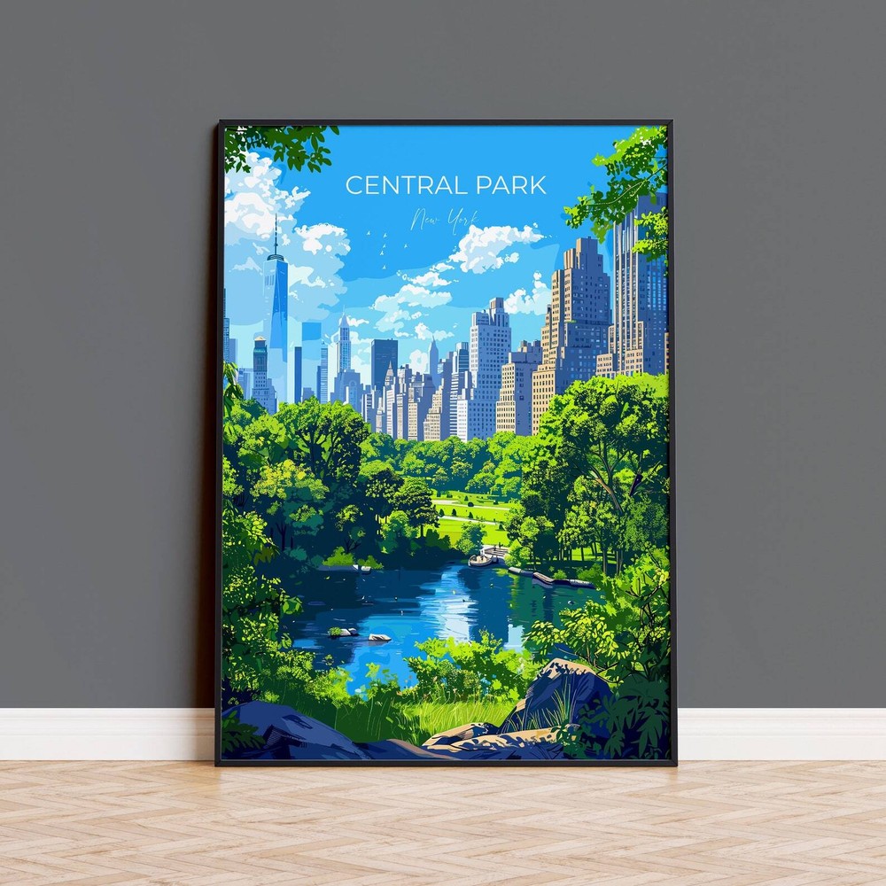 Central Park New York Travel Poster Wall Art Print