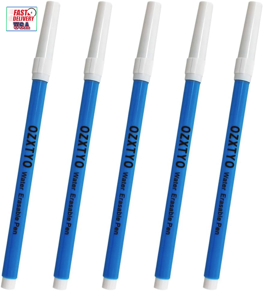 Washable Fabric Markers for Sewing,5 Pack,Blue,Erasable Sewing Markers for Fabri