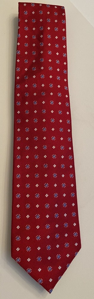 Tommy Hilfiger Red Blue Geometric Patriotic Silk Necktie
