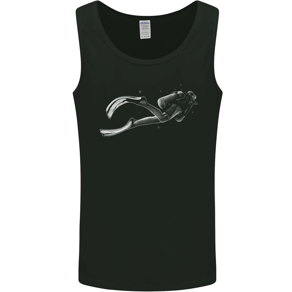 A Lone Scuba Diver Diving Mens Vest Tank Top
