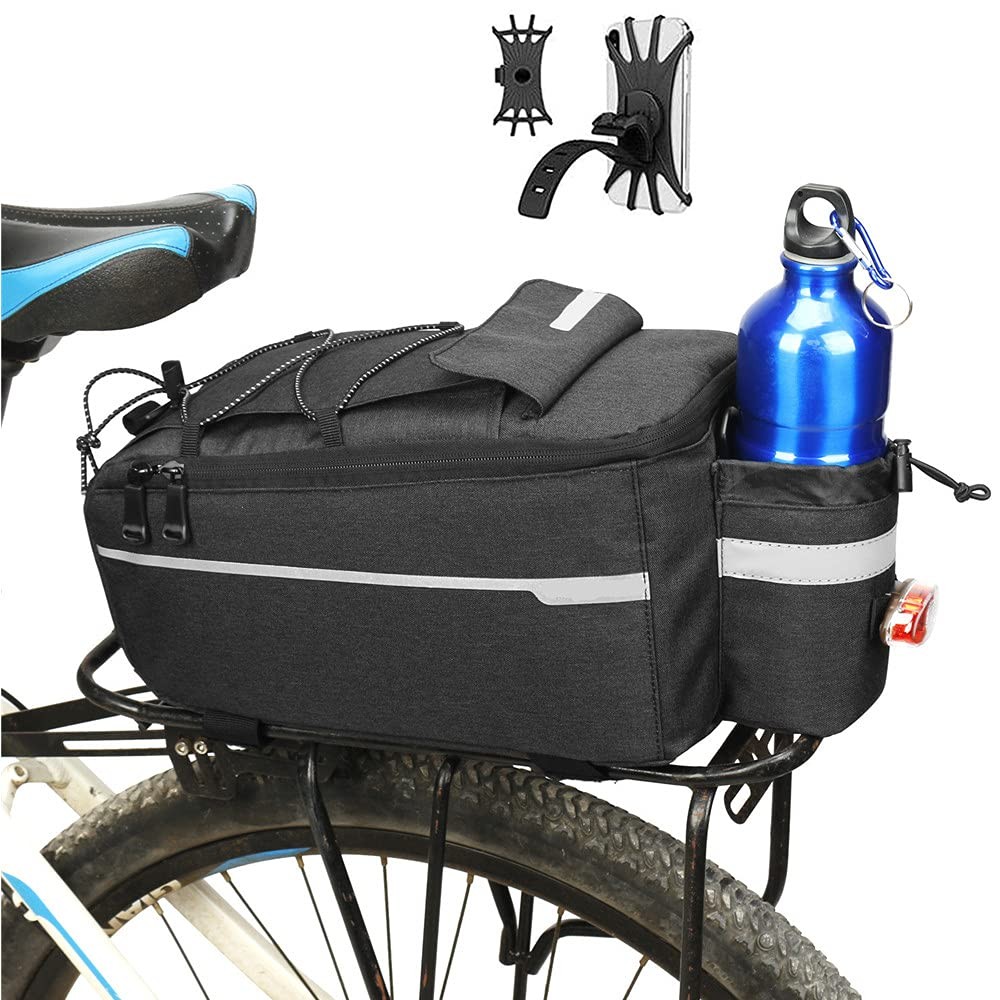 Insulated 10L Bike Rear Rack Trunk Bag with Reflective Stripes