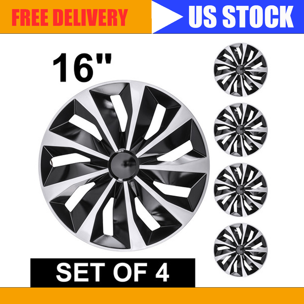 4x 16-in Wheel Covers Full Rim Snap On Hub Caps Fit R16 Tire & Steel Wheels