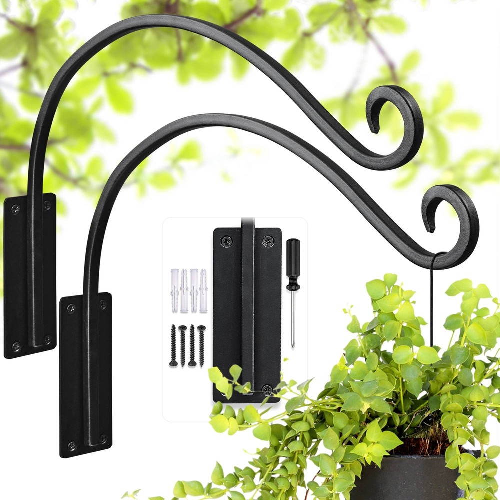 Heavy Duty Plant Hanger Bracket - Outdoor Hand-Forged Hanging Plant Bracket D...
