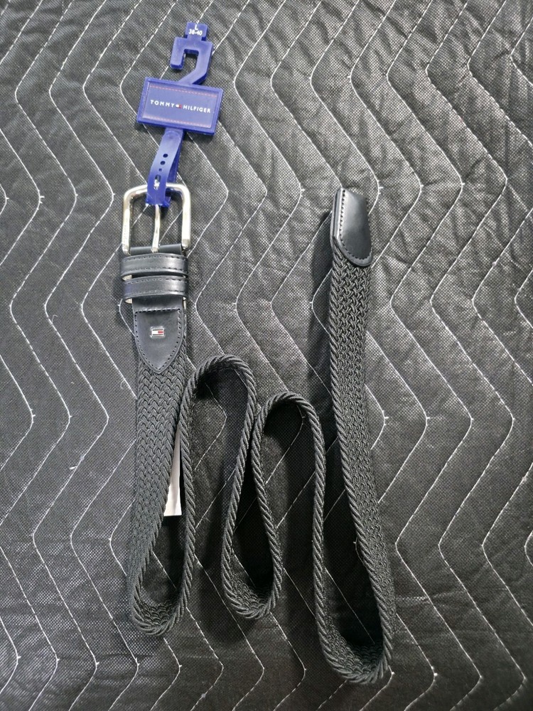 Tommy Hilfiger Men's Silver Black Belt Size S 38-40 Style 11HP030001 New $49.50 MSRP