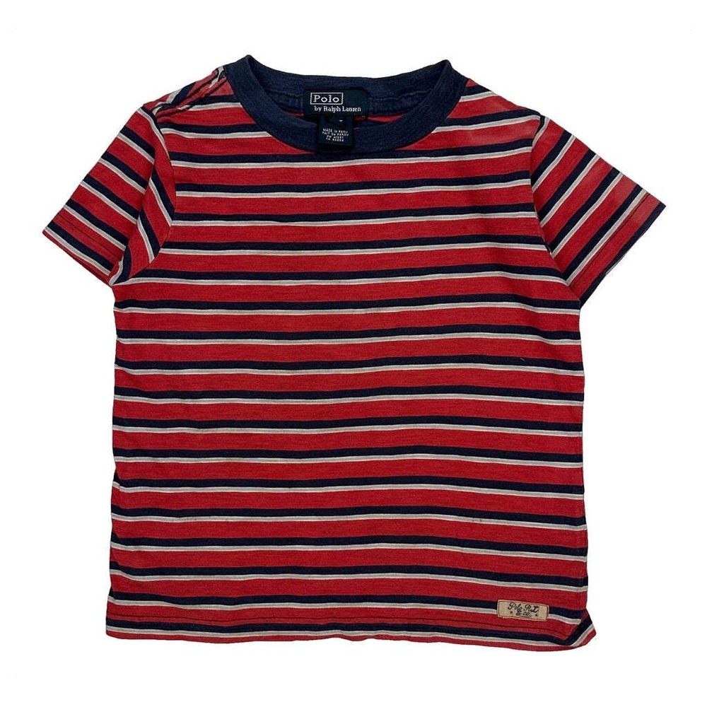 Age 2 Polo By Ralph Lauren Striped T-Shirt - 2XS Red Cotton