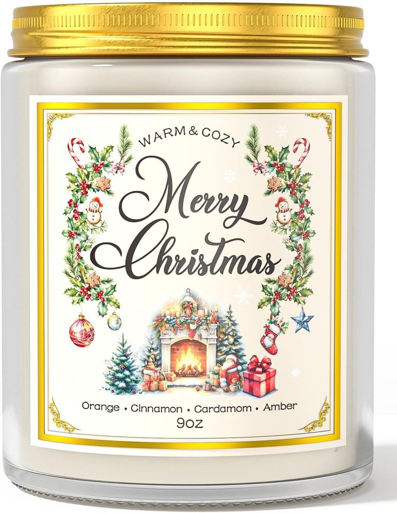 Christmas Candles, VEGISHINE 9oz Scented Merry Candle