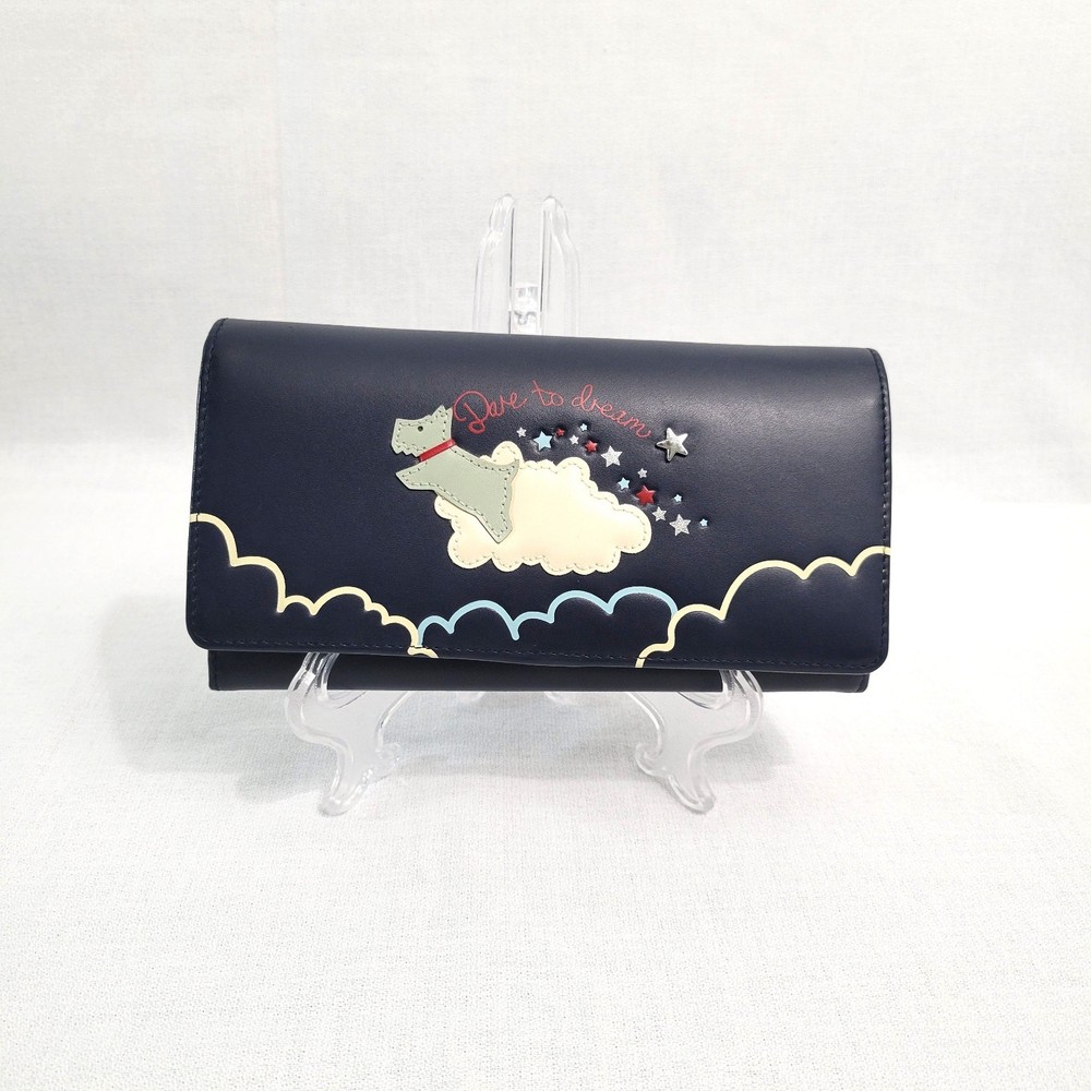 Radley London Dare to Dream Large Flapover Matinee Wallet Navy Leather Scottie
