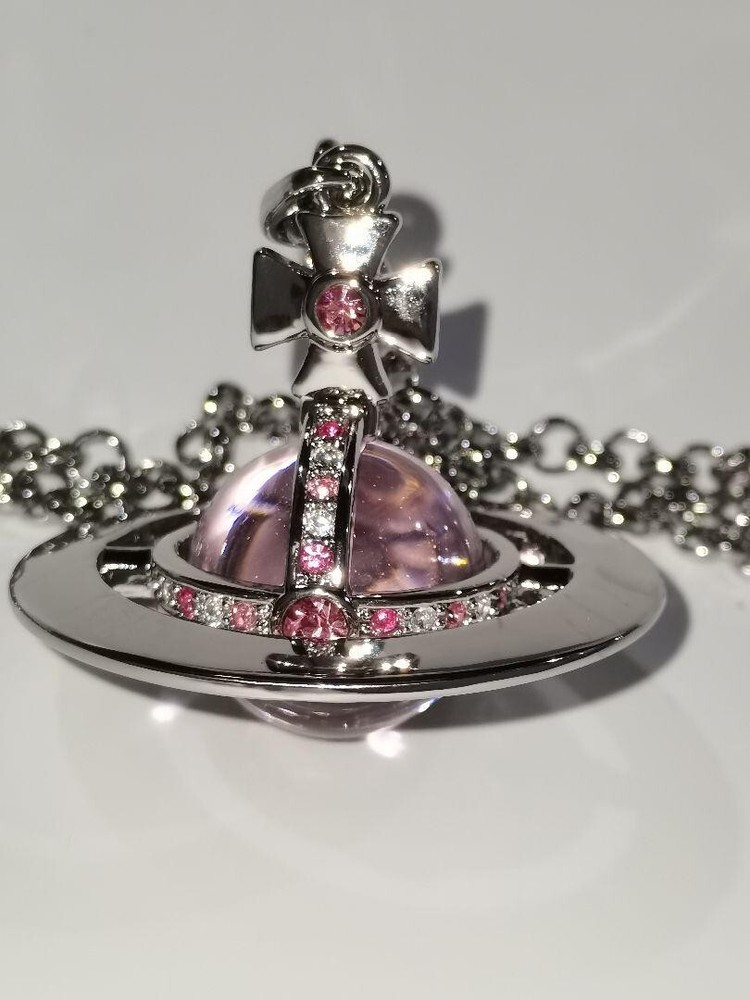 Vivienne Westwood Small Orb Necklace Pendant Pink Silver 4.5cm Outlet authentic
