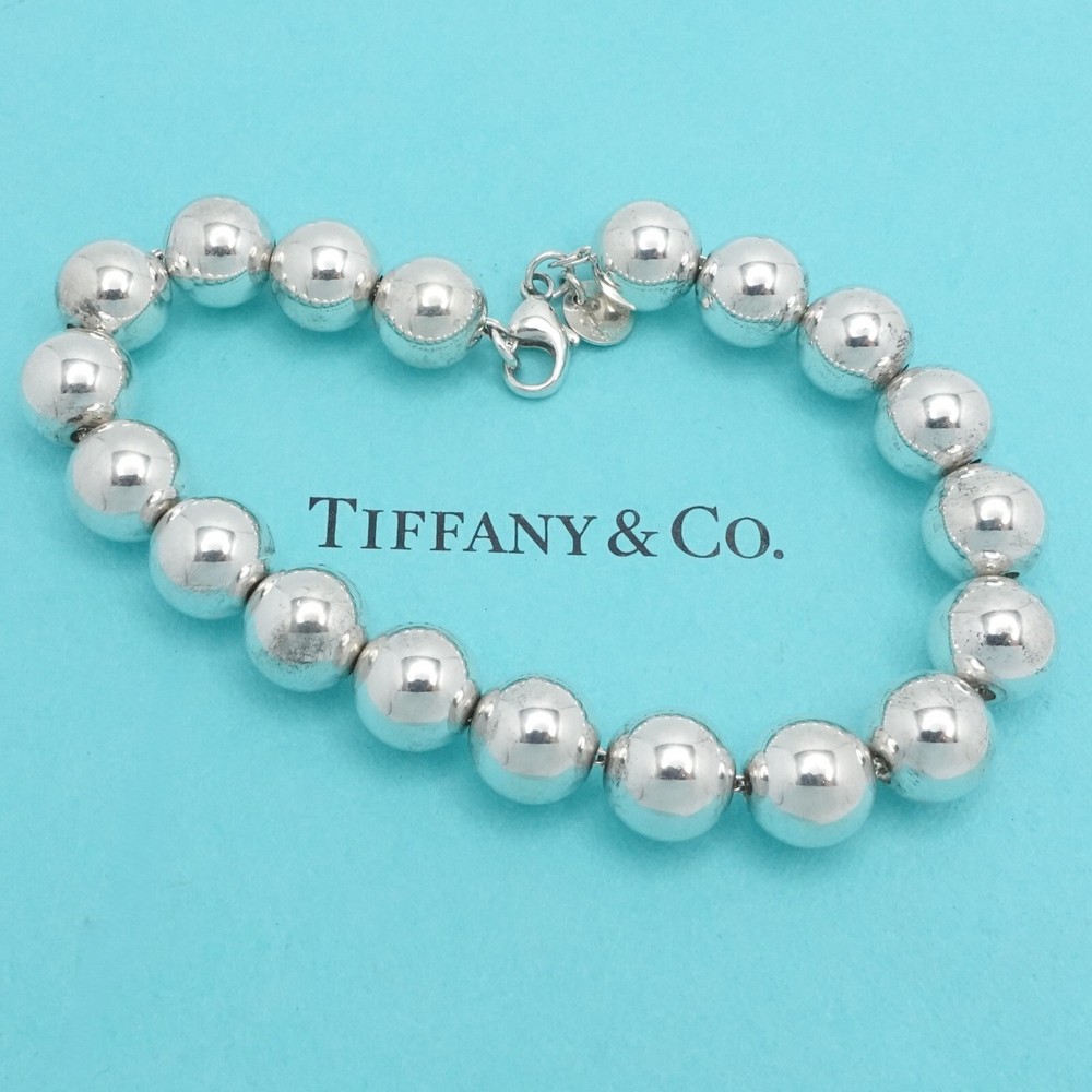 Tiffany Co HardWear Sterling Silver Ball Bracelet 8.25 Inch Size Q4