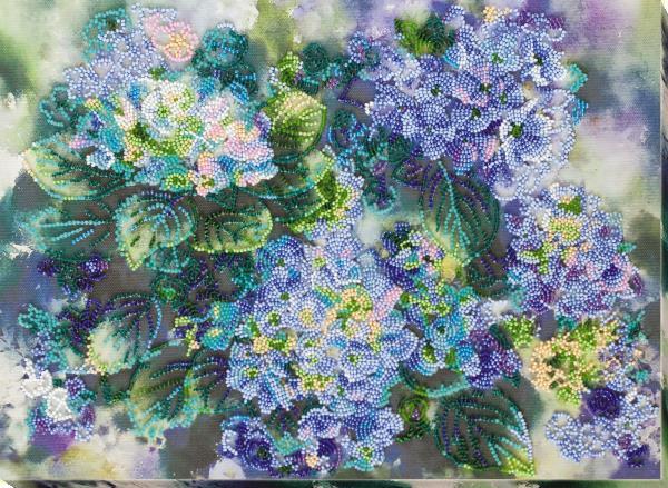 Bead embroidery kit Hydrangeas needlework kit Art canvas beadwork pattern