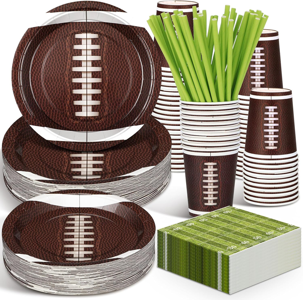 300-Piece Football Party Tableware Set - Themed Decor for Sports Fans