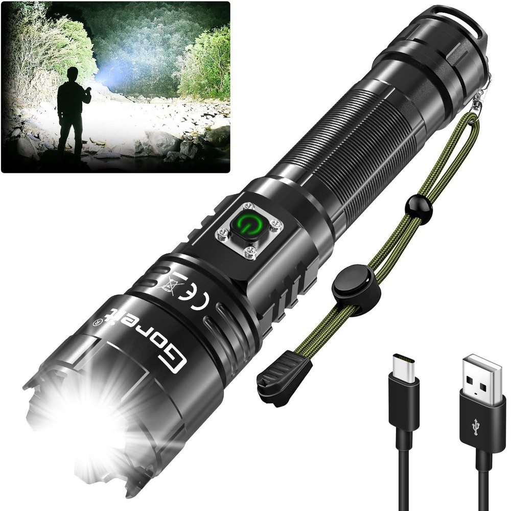 Flashlights High Lumens Rechargeable, Goreit 990,000 Lumen XHP70.2 LED Flashl...