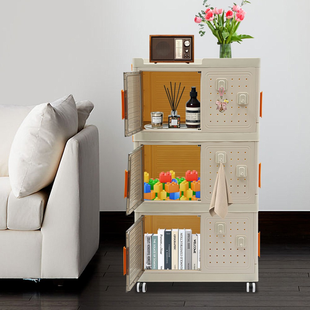 3-Tiers Bathroom Storage Cabinet Freestanding Kitchen Pantry Cabinet Organizer