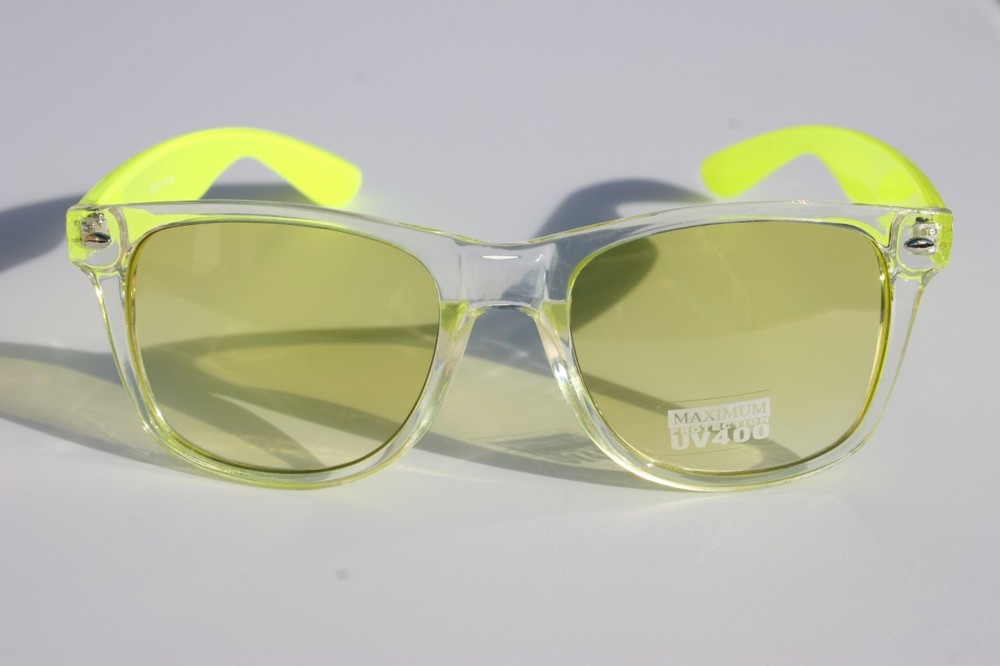 80s Retro Clear Yellow Lens Vintage Sunglasses