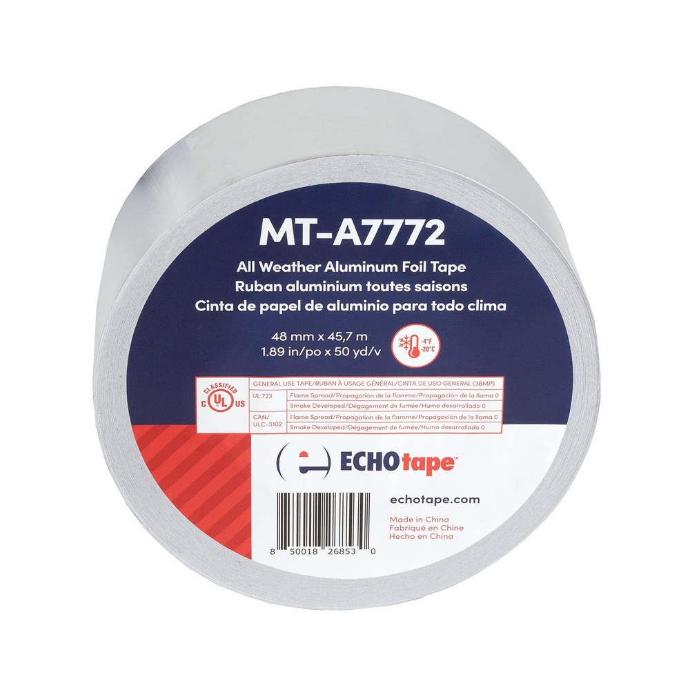 ECHO Tape MT-A7772 All Weather Aluminum Foil Tape 2.83 In. Yd UL Approved