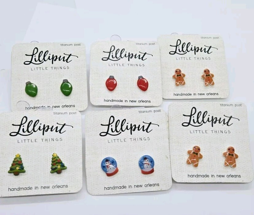 Christmas earrings Lot by Lilliput Little Things Titanium Post 6 pair