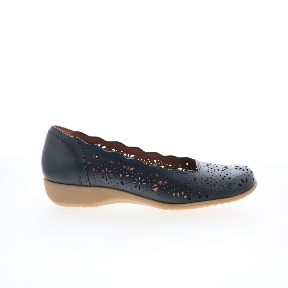 Cobb Hill Rory CHRORY Womens Black Wide Leather Slip On Ballet Flats Shoes