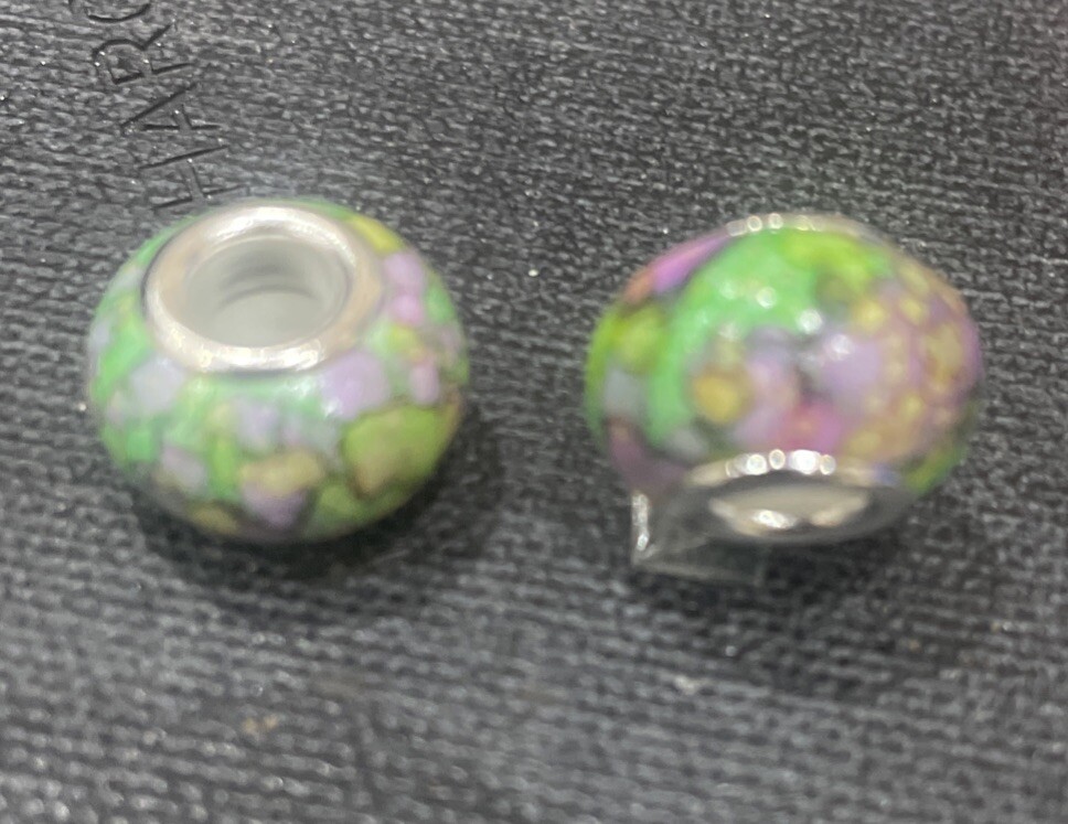 Valentine Green Multi-Pattern Pandora-Style Alloy Charm with Free Shipping